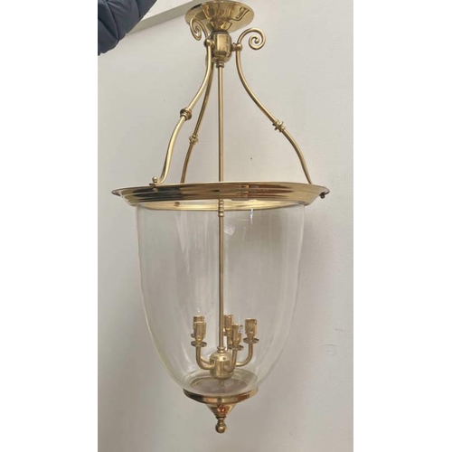 1260 - METAL AND GLASS ROOF HUNG LIGHT FITTINGS, 80 CM TALL