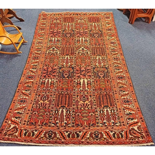 1288 - HAND WOVEN PERSIAN BAKHTAIR VILLAGE CARPET WITH TRADITION PERSIAN PANEL DESIGN, 306 X 167 CM