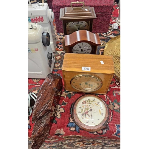 1303 - SELECTION OF VARIOUS MANTLE CLOCKS BY RHYTHM, SMITHS, ETC