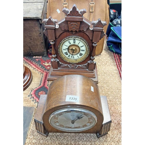 1339 - MAHOGANY CASED TIVOLI 8 DAY CLOCK BY ANSONIA CLOCK CO. & A BENTIMA MANTLE CLOCK -2-