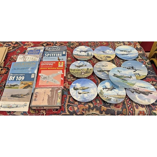 1350 - COALPORT WW2 AVIATION WALL PLATES TO INCLUDE FLIGHT THROUGH THE CLOUDS, DAWN PATROL, ETC ALONG WITH ... 