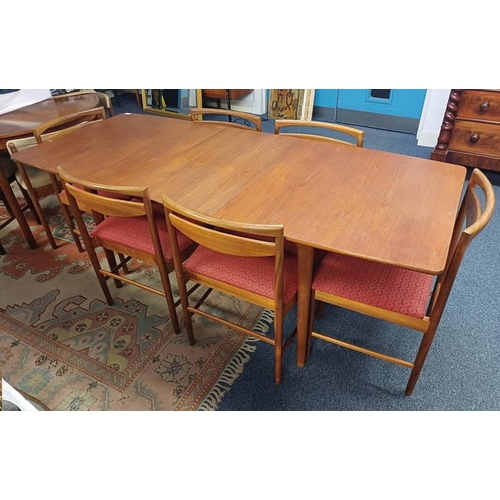 14 - A. H. MCINTOSH TEAK RECTANGULAR DINING TABLE & SET OF 6 TEAK DINING CHAIRS. EXTENDED TABLE LENGTH 19... 
