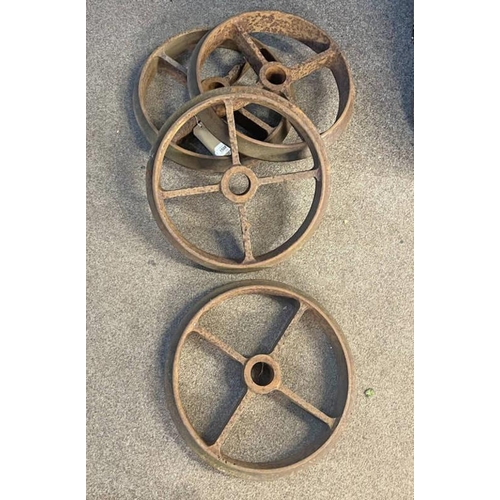 1402 - 4 IRON CART WHEELS, 46CM ACROSS  -4-