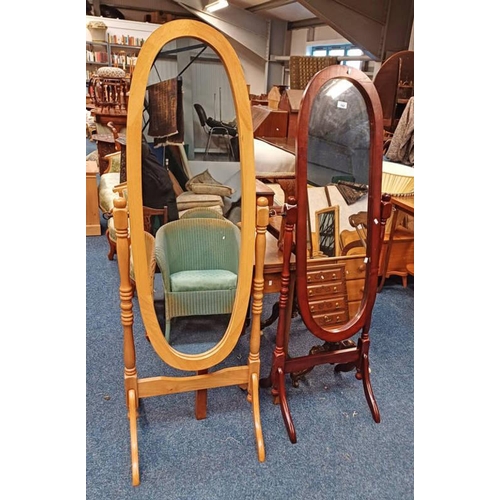 162 - OAK CHEVAL MIRROR & 1 OTHER CHEVAL MIRROR