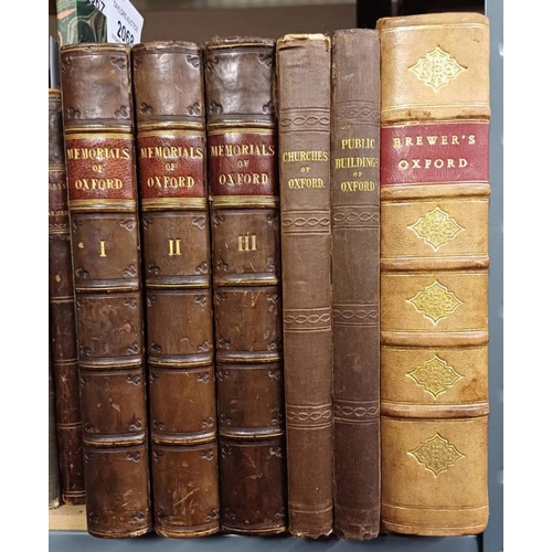 2068 - MEMORIALS OF OXFORD BY JAMES INGRAM, IN 3 HALF LEATHER BOUND VOLUMES - 1837, A TOPOGRAPHICAL AND HIS... 