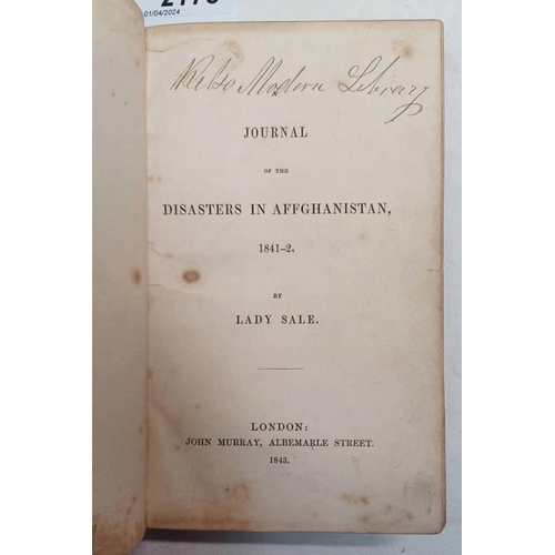 2173 - JOURNAL OF THE DISASTERS IN AFFGHANISTAN, 1841-2 BY LADY SALE, FULLY LEATHER BOUND - 1843