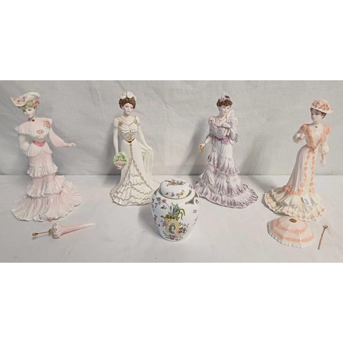 3054 - 4 COALPORT FIGURES TO INCLUDE LADY ALICE AT THE ROYAL GARDEN PARTY, CHARLOTTE A ROYAL DEBUT, EUGENIE... 