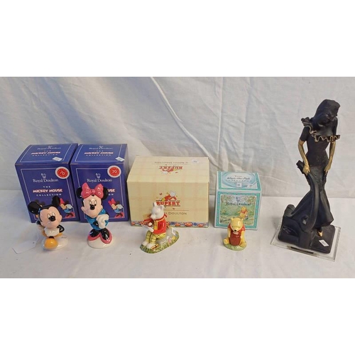 3080 - 4 ROYAL DOULTON FIGURES TO INCLUDE MICKEY MOUSE MM1, MINNIE MOUSE MM2, SOMETHING TO DRAW RB13, WINNI... 