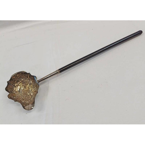 3129 - GEORGE III SILVER TODDY LADLE WITH EMBOSSED DECORATION BY WILLIAM KERSILL LONDON 1769 - 34CM LONDON