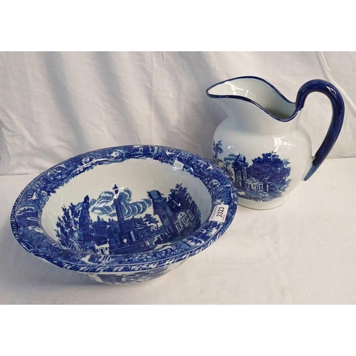 3323 - BLUE & WHITE EWER & BASIN SET