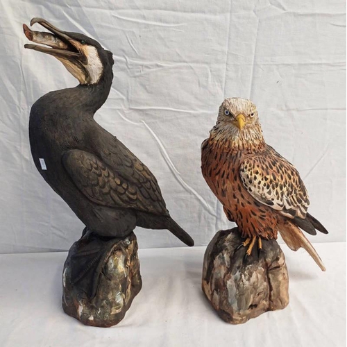 3333 - LARGE POTTERY CORMORANT & POTTERY BIRD