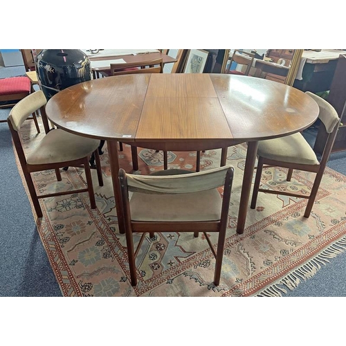 34 - MCINTOSH EXTENDING DINING TABLE WITH FOLD-OUT LEAF & SET OF 4 MCINTOSH TEAK DINING CHAIRS. TABLE EXT... 