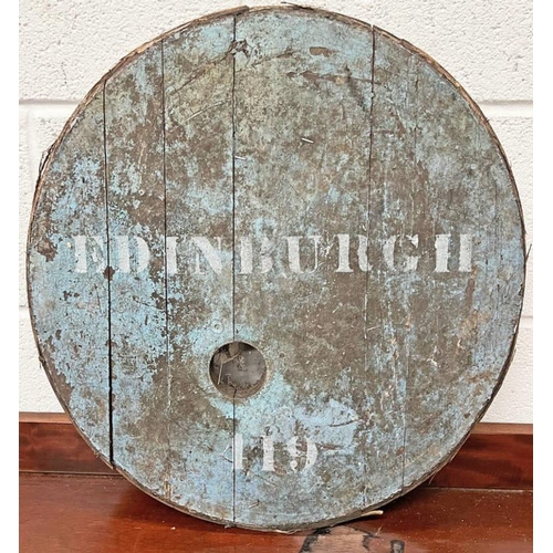 514A - WHISKY BARREL LID MARKED EDINBURGH