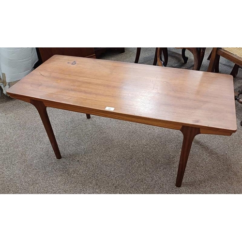 57 - MCINTOSH TEAK RECTANGULAR COFFEE TABLE WITH 2 DRAW LEAVES ON TAPERED SUPPORTS