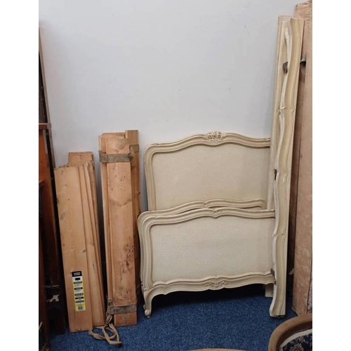 62 - PAIR OF PAINTED CONTINENTAL SINGLE BED FRAMES. WIDTH 99 CM