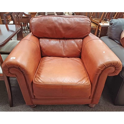 81 - TAN LEATHER CLUB ARMCHAIR