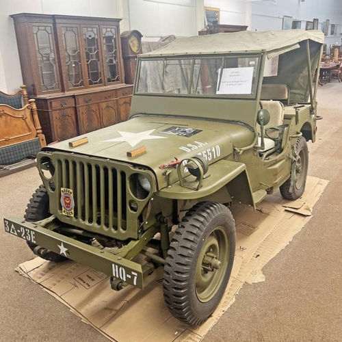 1000 - 1943 FORD 1/4 TON 4X4 (GPW) WILLYS JEEP IN GREEN WITH A CANVAS COVER / HOOD  REGISTRATION NO : XBV 5... 