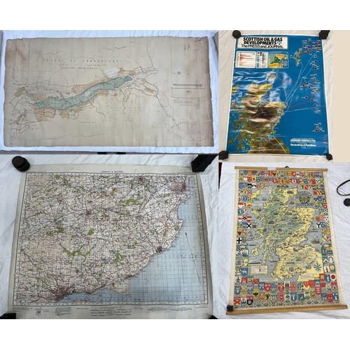 1179 - 1982 POSTER OF SCOTTISH OIL AND GAS FIELDS, ARBROATH AND MONTROSE OS MAPS , 1908 MANCHESTER WATER WO... 