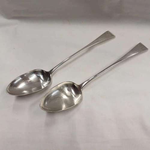 188 - PAIR OF GEORGE III SILVER SERVING SPOONS BY ELEY, FEARN & CHAWNER, LONDON 1812 - 235G