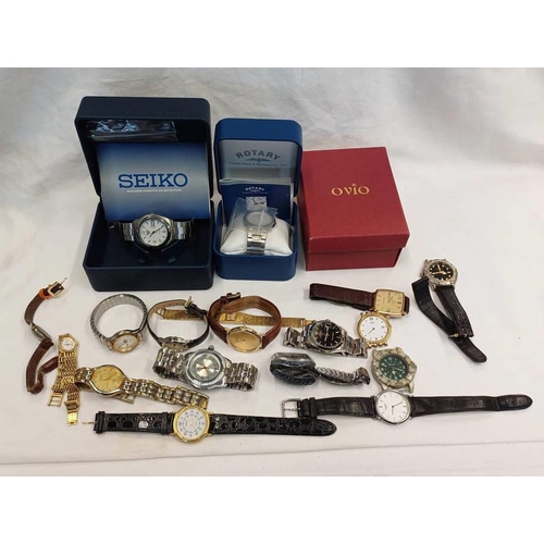 290 - GOOD SELECTION WRIST WATCHES INCLUDING SEIKO, ROTARY ACCURIST, TISSOT, ETC