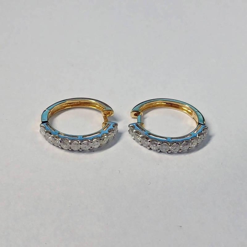 303 - PAIR OF 14K GOLD DIAMOND SET HALF HOOP EARRINGS, APPROX 1.8 CARATS IN TOTAL