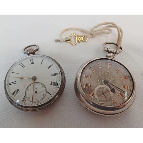 350 - SILVER POCKETWATCH LONDON 1933 & 1 OTHER SILVER DOUBLE CASED POCKETWATCH CHESTER 1891, THE WORKS SIG... 