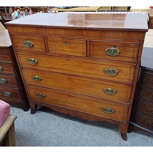 5033 - 19TH CENTURY MAHOGANY CHEST OF DRAWERS WITH 3 SHORT OVER 3 LONG DRAWERS ON BRACKET SUPPORTS, HEIGHT ... 