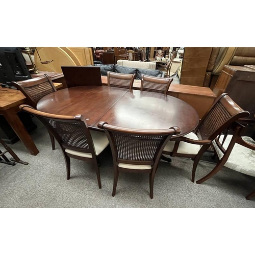 5037 - SET OF 6 MAHOGANY DINING CHAIRS INCLUDING 2 ARMCHAIRS WITH BERGERE PANEL BACK AND MATCHING TWIN PEDE... 