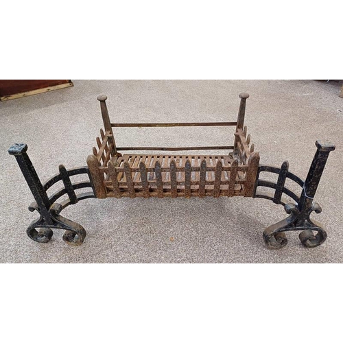 5045 - CAST IRON FIRE GRATE, TOTAL LENGTH 99CM