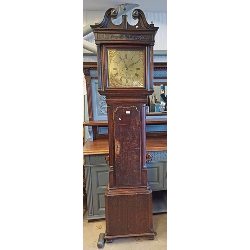 5065 - 19TH CENTURY OAK LONG CASE CLOCK WITH ONE WEIGHT & PEDULUM & BRASS DIAL SIGNED JERE : STANDRING BOLT... 