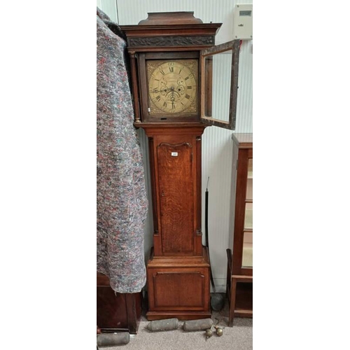 5467 - 19TH CENTURY OAK LONGCASE CLOCK WITH BRASS DIAL SIGNED STEPHENSON CONGLETON