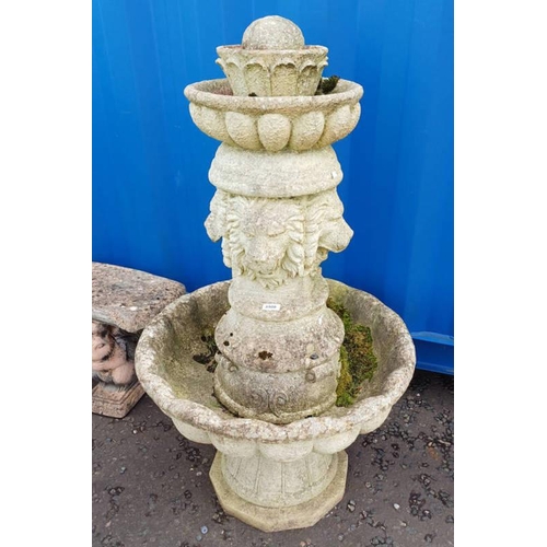 5508 - WATER FOUNTAIN BODY WITH LION MASK DECORATION - APPROX 106 CM TALL