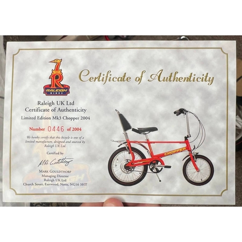 1012A - RALEIGH LIMITED EDITION MK 3 CHOPPER 2004, NO 0446 OF 2004, WITH BOX, STILL WITH ORIGINAL WRAPPING /... 