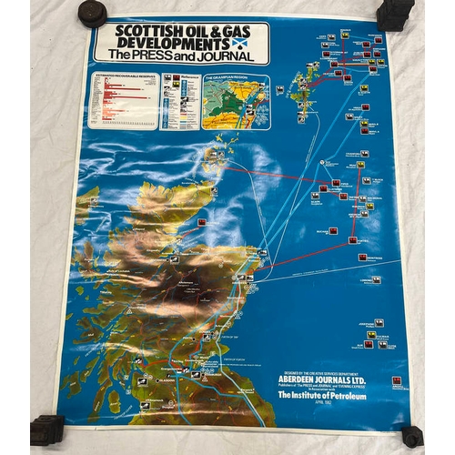 1179 - 1982 POSTER OF SCOTTISH OIL AND GAS FIELDS, ARBROATH AND MONTROSE OS MAPS , 1908 MANCHESTER WATER WO... 