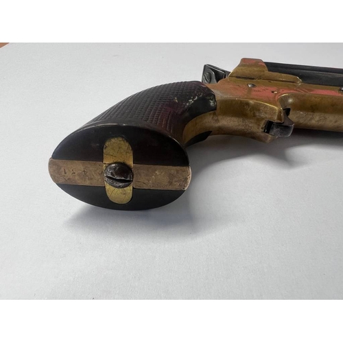 1200 - C SHARPS PATENT 1859 DERRINGER PISTOL WITH 4  2'' BARRELS, BRASS BODY WITH MAKERS MARKS, BUTT MARKED... 