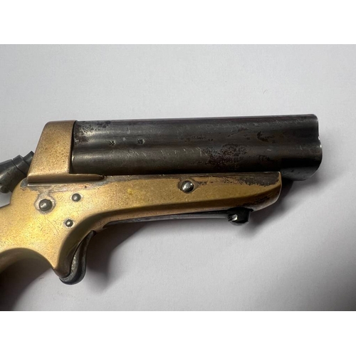 1300 - TIPPING & LAWDEN SHARPS PATENT .30 RIMFIRE DERRINGER PISTOL WITH 4  3'' BARRELS WITH PROOF MARKS, MA... 