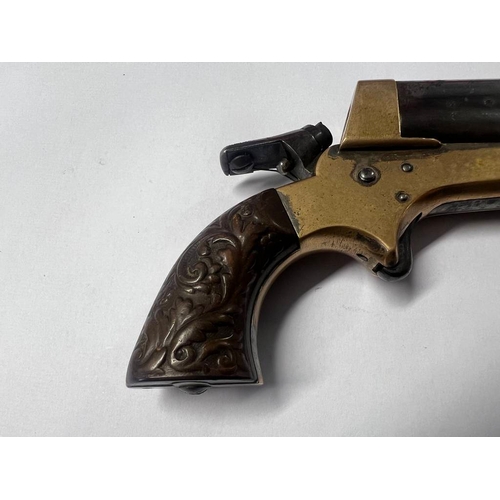 1300 - TIPPING & LAWDEN SHARPS PATENT .30 RIMFIRE DERRINGER PISTOL WITH 4  3'' BARRELS WITH PROOF MARKS, MA... 