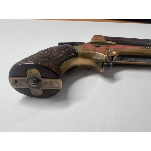 1300 - TIPPING & LAWDEN SHARPS PATENT .30 RIMFIRE DERRINGER PISTOL WITH 4  3'' BARRELS WITH PROOF MARKS, MA... 