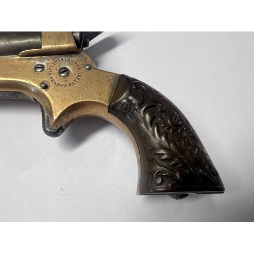 1300 - TIPPING & LAWDEN SHARPS PATENT .30 RIMFIRE DERRINGER PISTOL WITH 4  3'' BARRELS WITH PROOF MARKS, MA... 