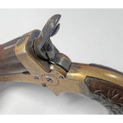 1300 - TIPPING & LAWDEN SHARPS PATENT .30 RIMFIRE DERRINGER PISTOL WITH 4  3'' BARRELS WITH PROOF MARKS, MA... 