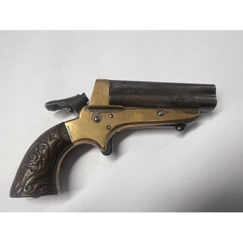 1300 - TIPPING & LAWDEN SHARPS PATENT .30 RIMFIRE DERRINGER PISTOL WITH 4  3'' BARRELS WITH PROOF MARKS, MA... 