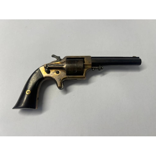 1500 - EAGLE ARMS & CO NEW YORK CAP FIRE REVOLVER, 7.5 CM LONG BARREL WITH NAME TO TOP FLAT, 2205 STAMPED T... 