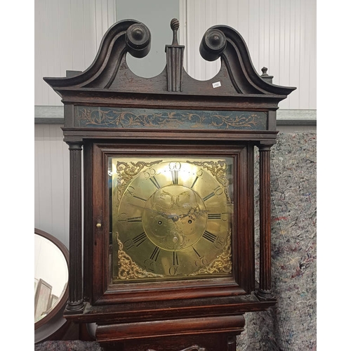 5065 - 19TH CENTURY OAK LONG CASE CLOCK WITH ONE WEIGHT & PEDULUM & BRASS DIAL SIGNED JERE : STANDRING BOLT... 