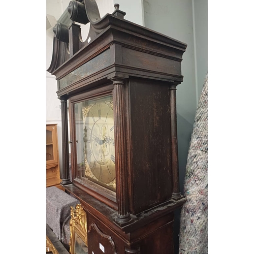 5065 - 19TH CENTURY OAK LONG CASE CLOCK WITH ONE WEIGHT & PEDULUM & BRASS DIAL SIGNED JERE : STANDRING BOLT... 