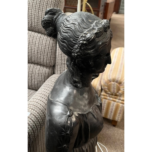 5126 - CLASSICAL STYLE FIGURE OF LADY WITH URN ON CIRCULAR BASE, OVERALL HEIGHT 108 CMS