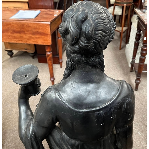 5126 - CLASSICAL STYLE FIGURE OF LADY WITH URN ON CIRCULAR BASE, OVERALL HEIGHT 108 CMS