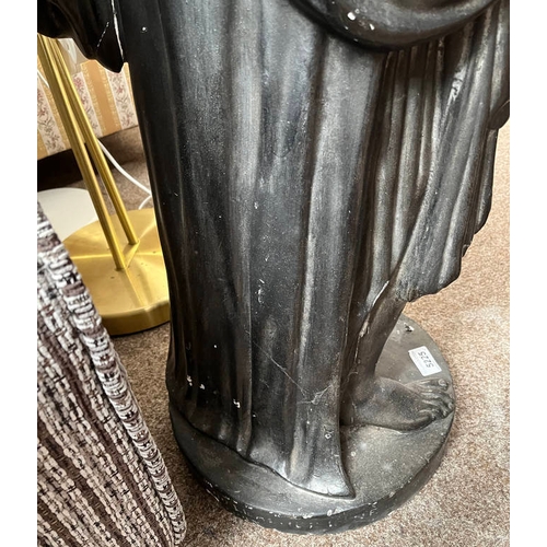 5126 - CLASSICAL STYLE FIGURE OF LADY WITH URN ON CIRCULAR BASE, OVERALL HEIGHT 108 CMS