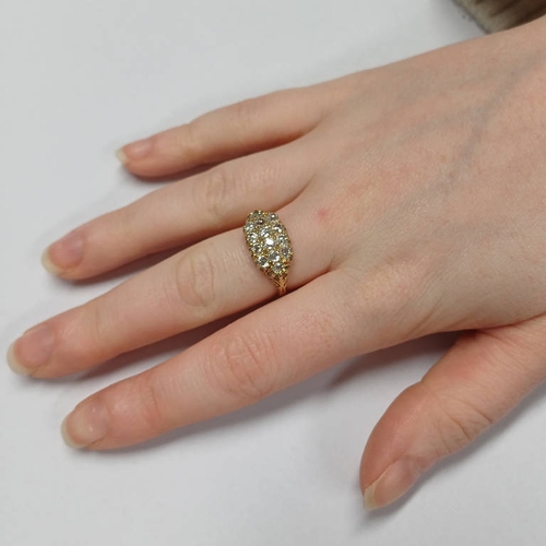 8 - EARLY 20TH CENTURY 18CT GOLD DIAMOND SET CLUSTER RING, RING SIZE O