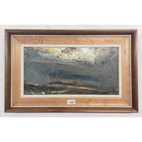 1000 - LIL NEILSON - (ARR),  WILD SEA LABEL TO REVERSE FRAMED OIL ON BOARD 23 X 46 CM