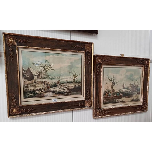 1020 - PAIR FRAMED 19TH CENTURY PUBLISHED ENGRAVINGS SNIPE SHOOTING & DUCK SHOOTING, 36 X 48 CM